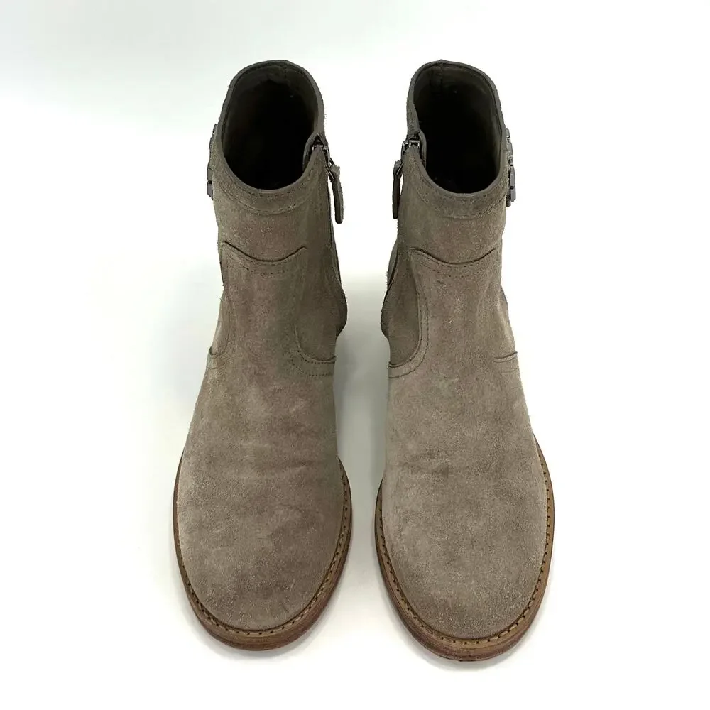 Tory Burch Eloise Women Tan Flat Bootie Sz 7M Suede Leather Low Heel Ankle Boot